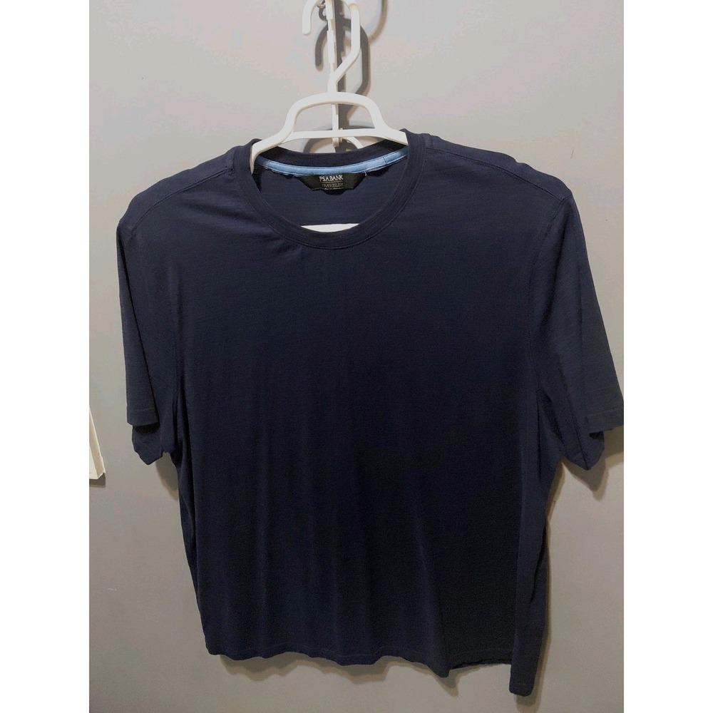 Jos A Bank Traveler Performance Polo Shirt Mens L Navy Crew Neck Short Sleeve